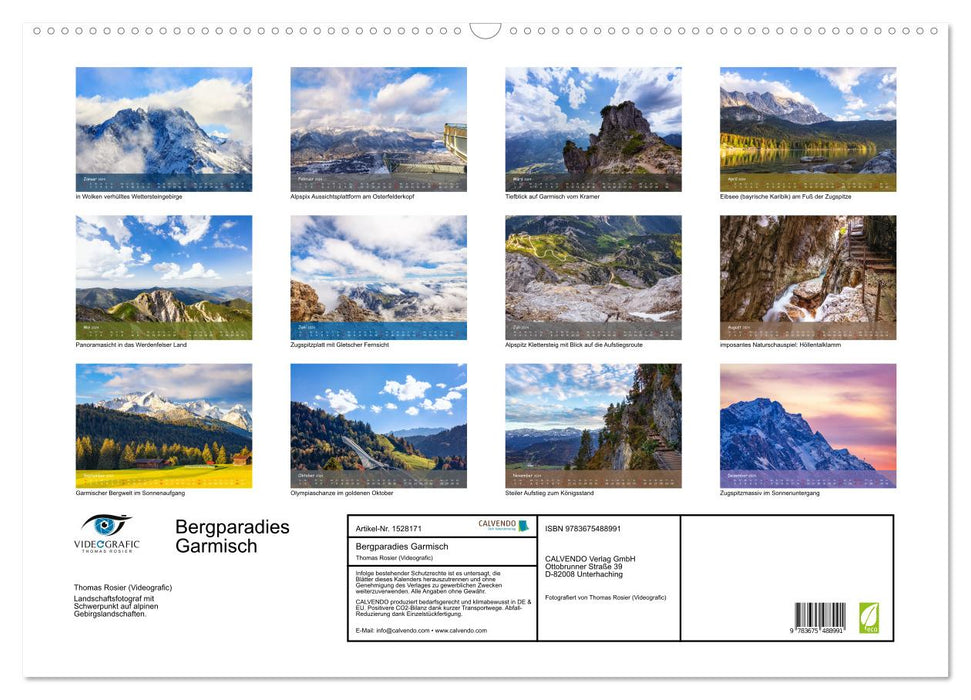 Mountain paradise Garmisch - fantastic impressions (CALVENDO wall calendar 2024) 