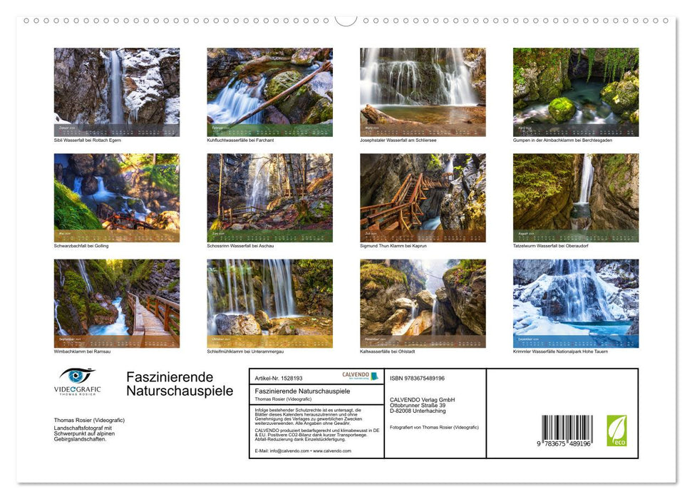 Faszinierende Naturschauspiele - imposante Klamm und Wasserfall Fotografie (CALVENDO Premium Wandkalender 2024)