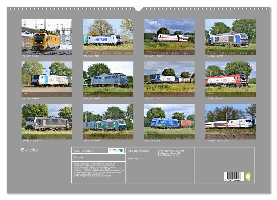 Electric locomotives - train impressions (CALVENDO wall calendar 2024) 