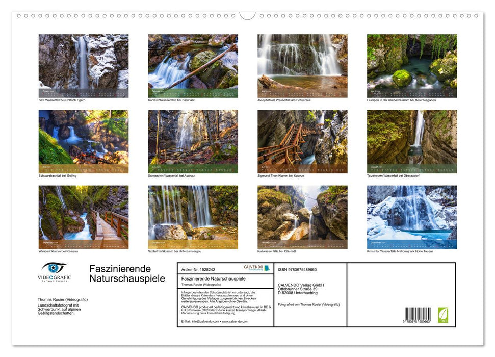 Faszinierende Naturschauspiele - imposante Klamm und Wasserfall Fotografie (CALVENDO Wandkalender 2024)