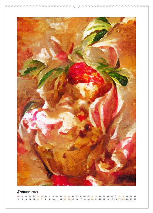 Ice cream sundae dreams - artistically painted ice cream creations in acrylic (CALVENDO Premium Wall Calendar 2024) 