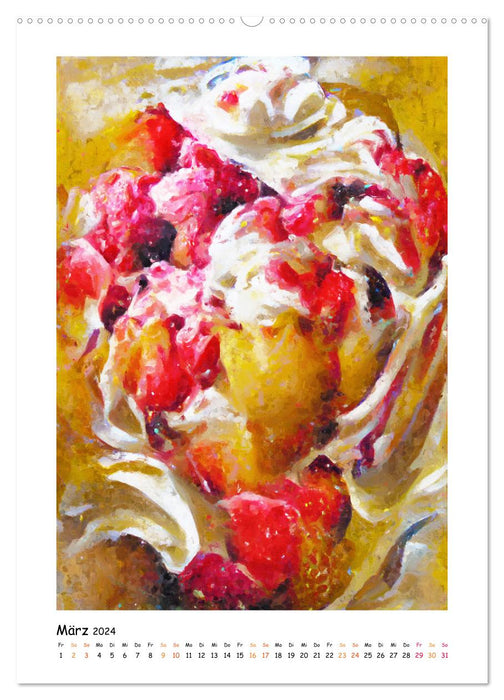 Ice cream sundae dreams - artistically painted ice cream creations in acrylic (CALVENDO Premium Wall Calendar 2024) 