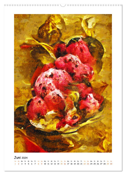 Rêves de coupes glacées - créations de glaces artistiquement peintes en acrylique (Calendrier mural CALVENDO Premium 2024) 