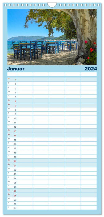 Kefalonia, Inseltraum in Blau (CALVENDO Familienplaner 2024)