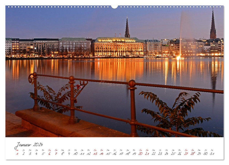 Vues de l'Alster à Hambourg (Calvendo Premium Wall Calendar 2024) 