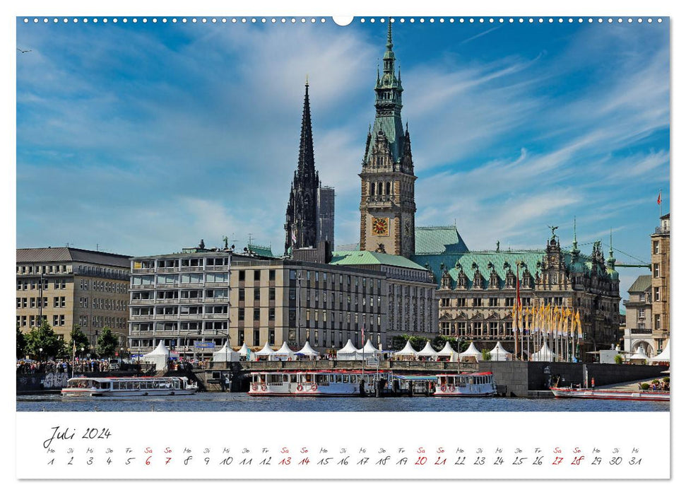 Vues de l'Alster à Hambourg (Calvendo Premium Wall Calendar 2024) 