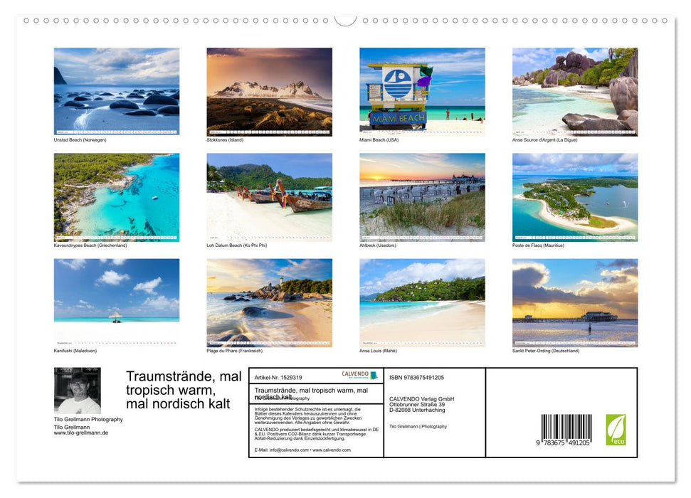 Des plages de rêve, tantôt chaudes tropicales, tantôt froides nordiques (Calendrier mural CALVENDO Premium 2024) 