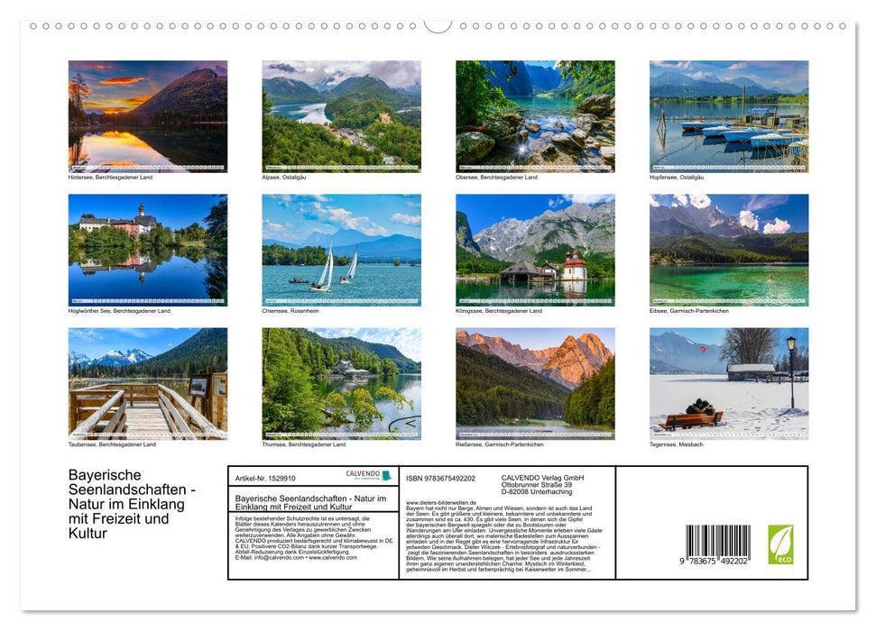 Bayerische Seenlandschaften - Natur im Einklang mit Freizeit und Kultur (CALVENDO Premium Wandkalender 2024)