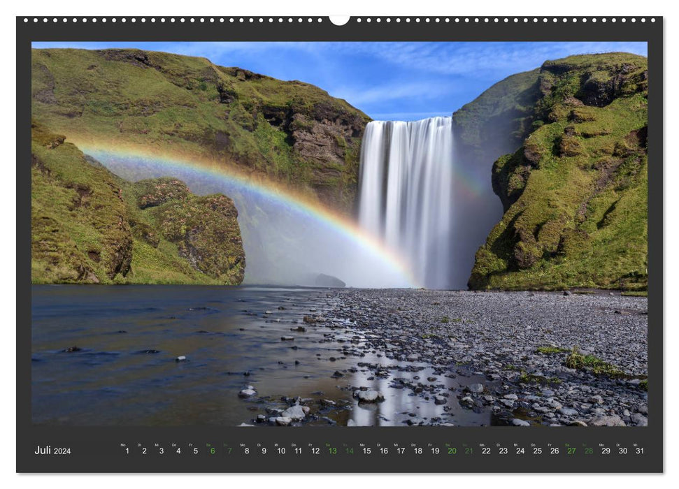 Island - Die schönsten Wasserfälle (CALVENDO Premium Wandkalender 2024)