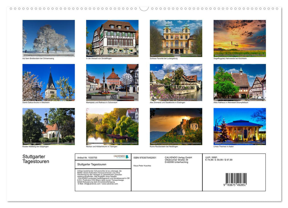 Stuttgarter Tagestouren (CALVENDO Premium Wandkalender 2024)