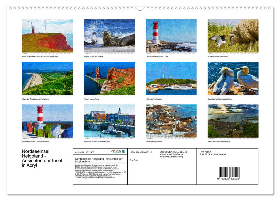 Nordseeinsel Helgoland - Ansichten der Insel in Acryl (CALVENDO Wandkalender 2024)