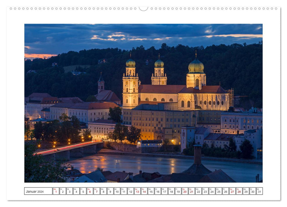Passau - Dreiflüssestadt an Donau, Inn und Ilz (CALVENDO Wandkalender 2024)