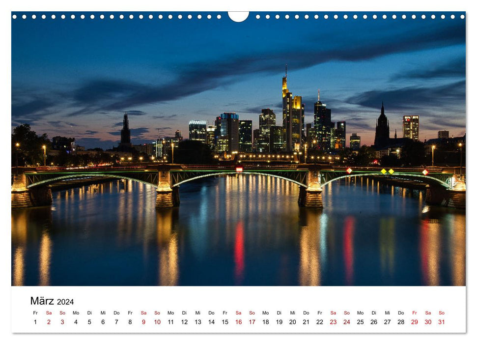 Frankfurt by Night - Die Metropole bei Nacht (CALVENDO Wandkalender 2024)