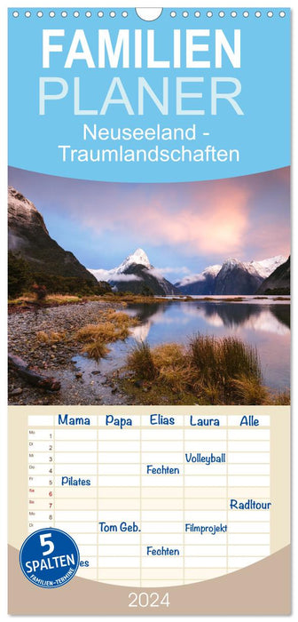 Nouvelle-Zélande - paysages de rêve d'un paradis naturel (Planificateur familial CALVENDO 2024) 