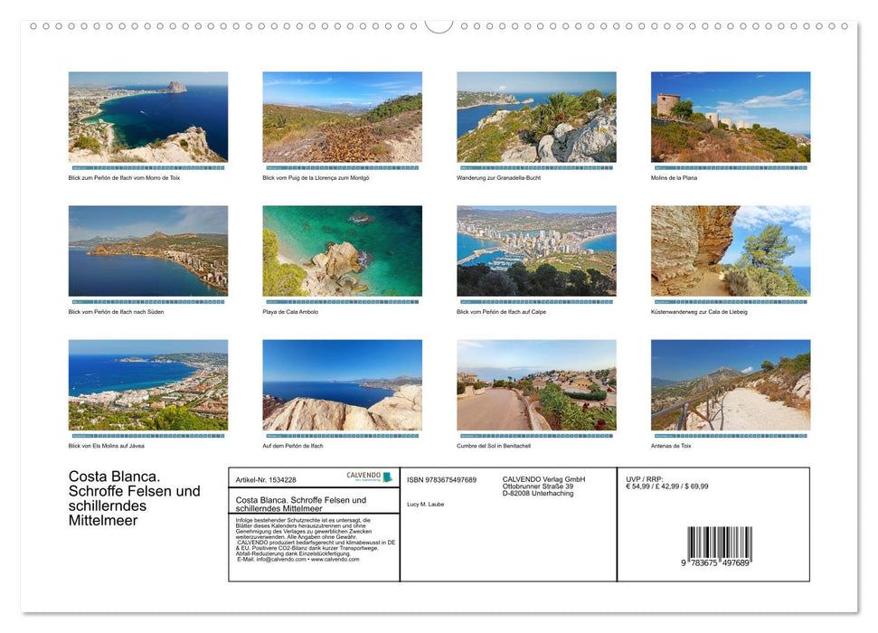Costa Blanca. Rugged rocks and shimmering Mediterranean Sea (CALVENDO wall calendar 2024) 