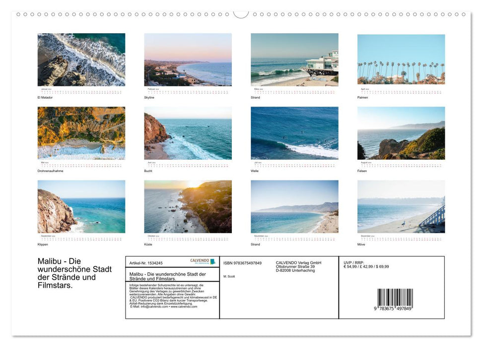 Malibu - The beautiful city of beaches and movie stars. (CALVENDO wall calendar 2024) 