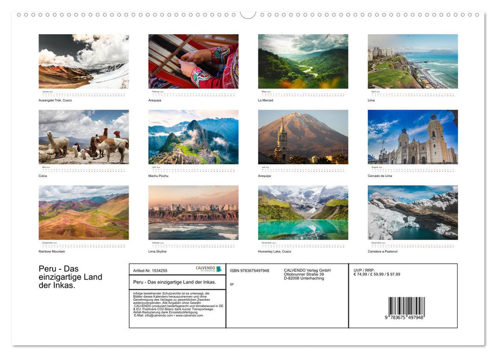 Peru - The unique country of the Incas. (CALVENDO Premium Wall Calendar 2024) 