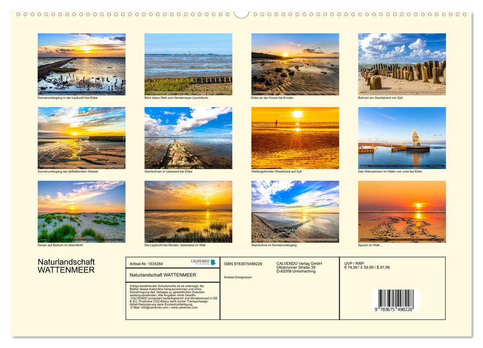 Natural landscape WADDEN SEA (CALVENDO Premium Wall Calendar 2024) 