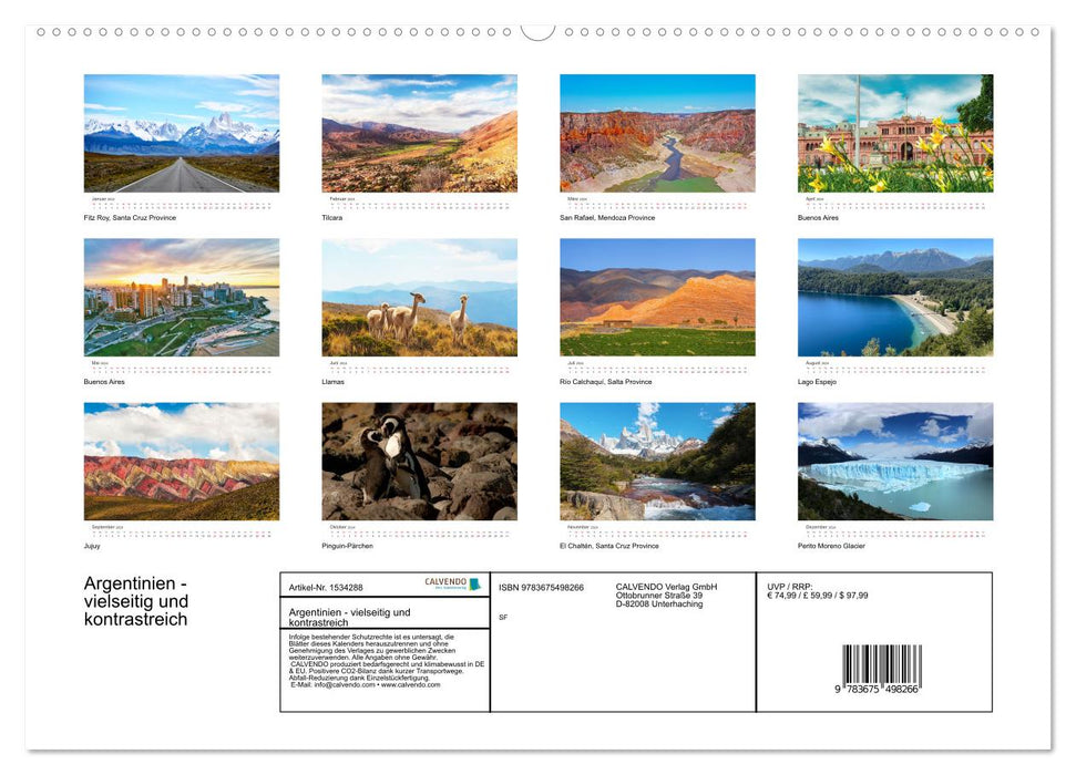 Argentine - polyvalente et riche en contraste (Calvendo Premium Wall Calendar 2024) 