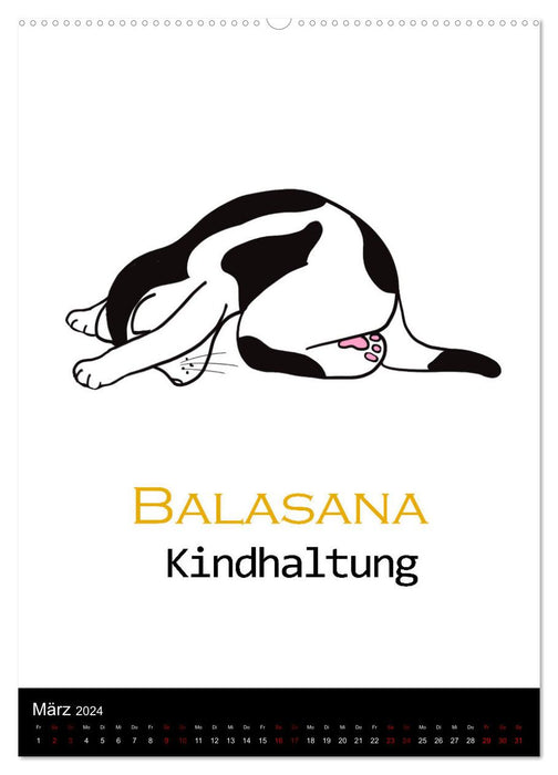 Yogakatzen - ganz entspannt im Hier und Jetzt (CALVENDO Premium Wandkalender 2024)