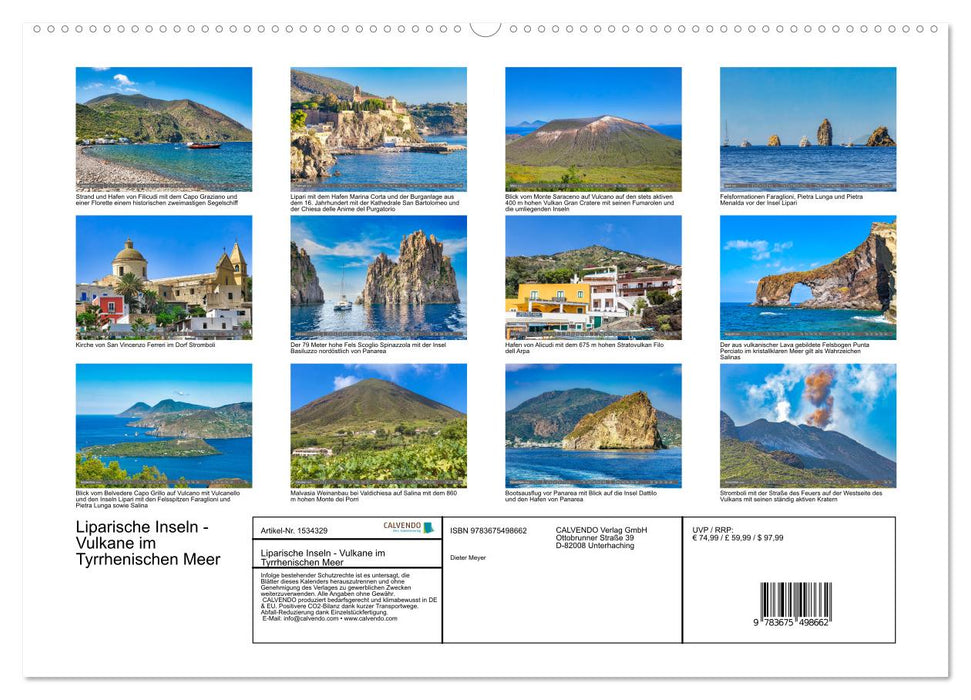 Aeolian Islands - Volcanoes in the Tyrrhenian Sea (CALVENDO Premium Wall Calendar 2024) 