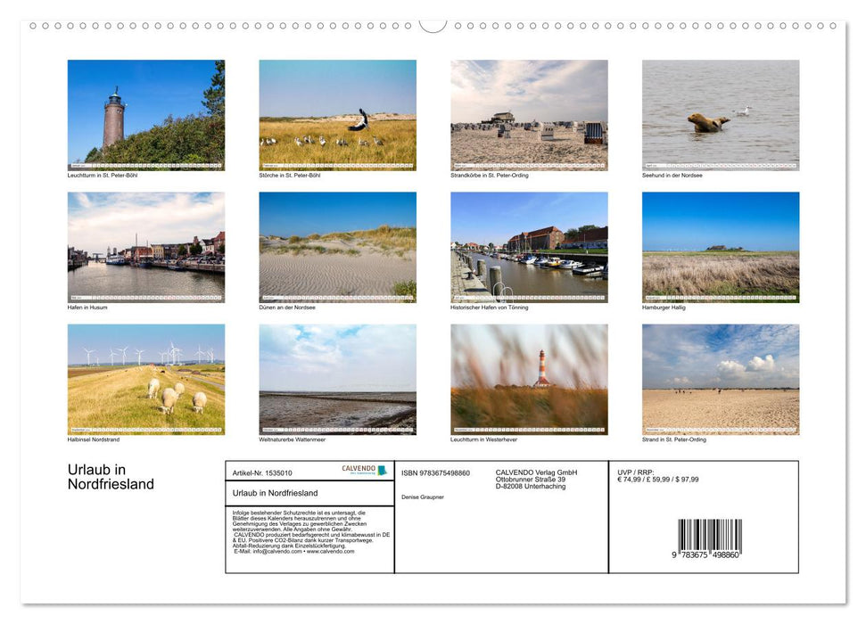 Urlaub in Nordfriesland (CALVENDO Premium Wandkalender 2024)