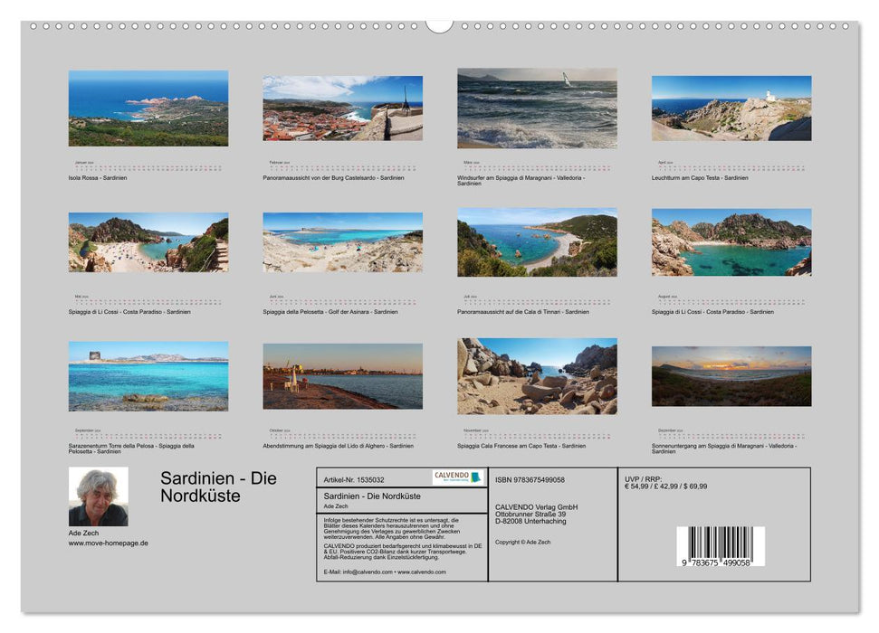 Sardinien – Die Nordküste (CALVENDO Wandkalender 2024)