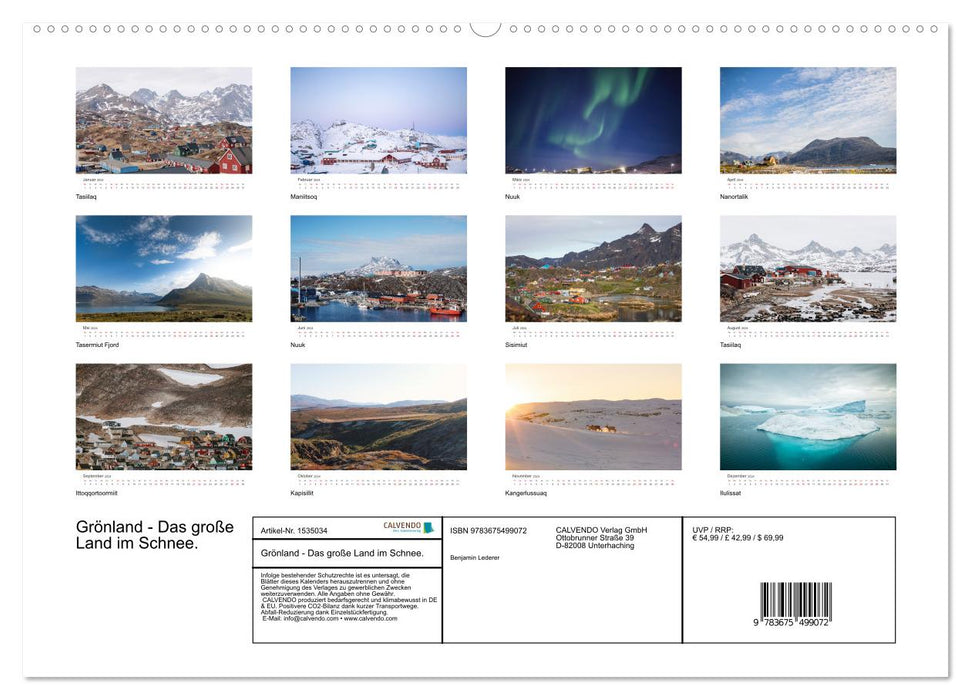 Greenland - The big country in the snow. (CALVENDO wall calendar 2024) 