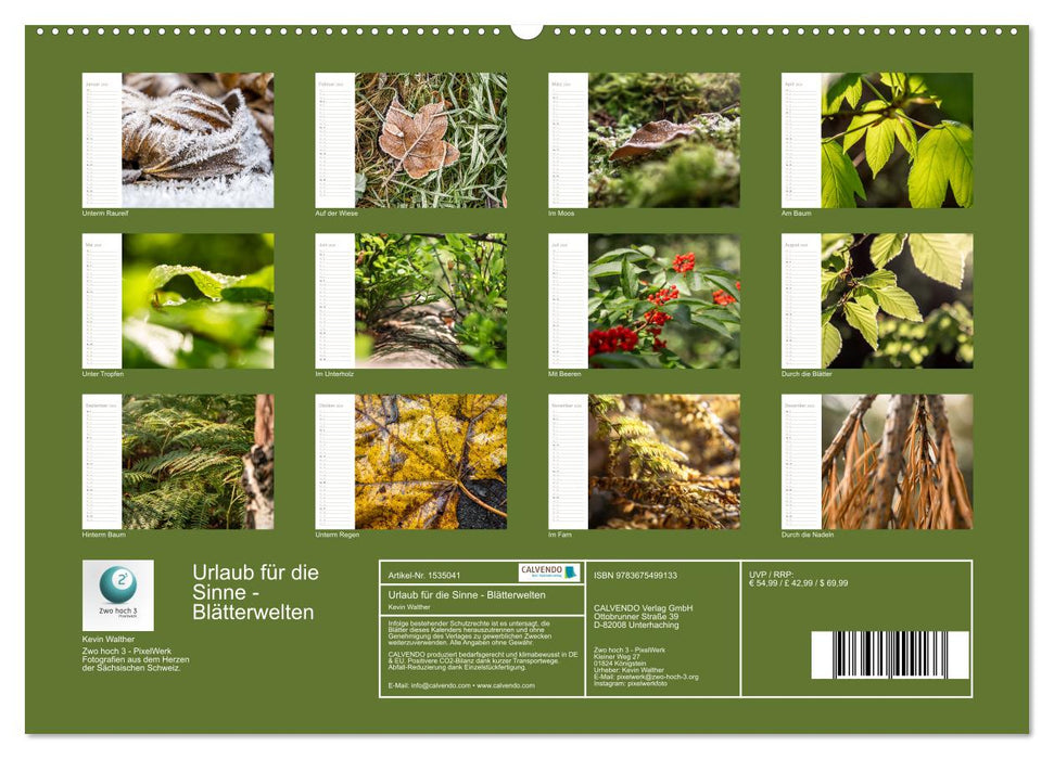 Urlaub für die Sinne - Blätterwelten (CALVENDO Wandkalender 2024)