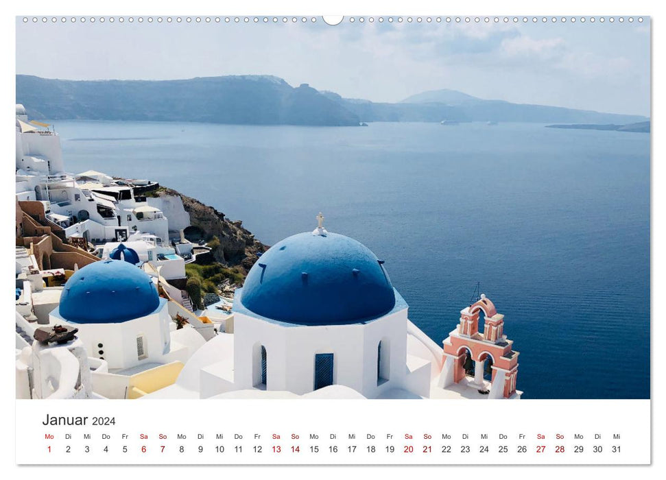 Santorin – Île des Maisons Blanches (Calendrier mural CALVENDO 2024) 