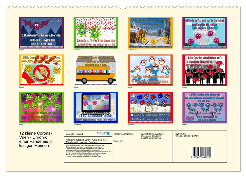12 kleine Corona-Viren (CALVENDO Premium Wandkalender 2024)