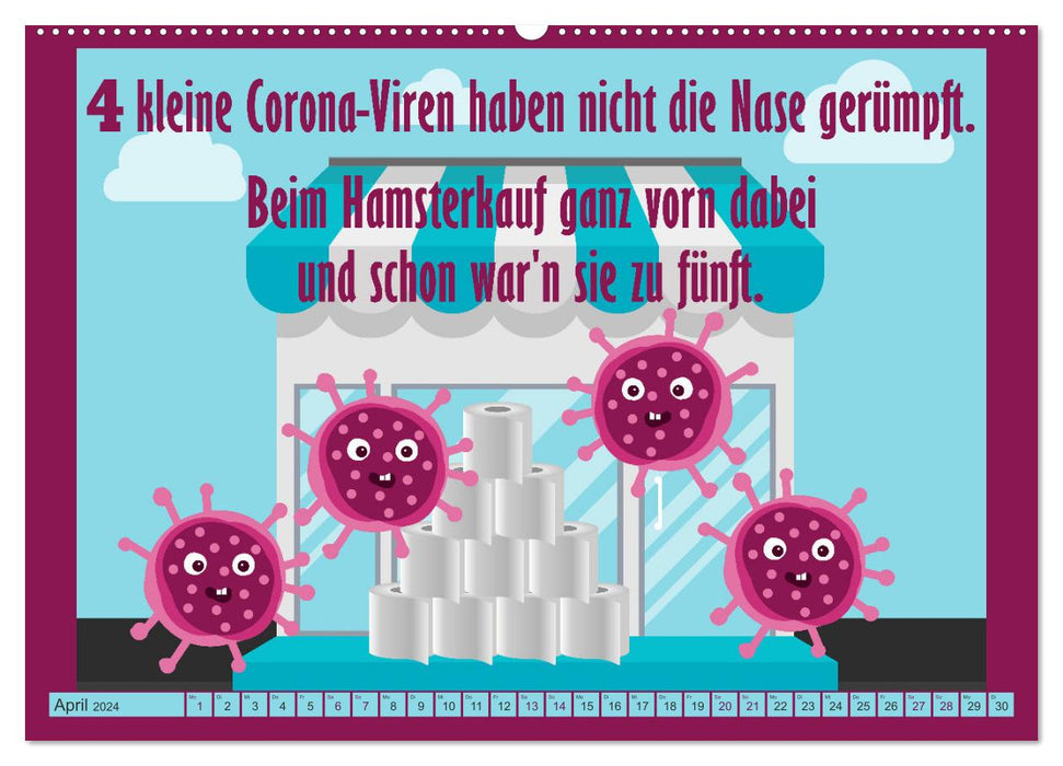 12 small corona viruses (CALVENDO Premium Wall Calendar 2024) 