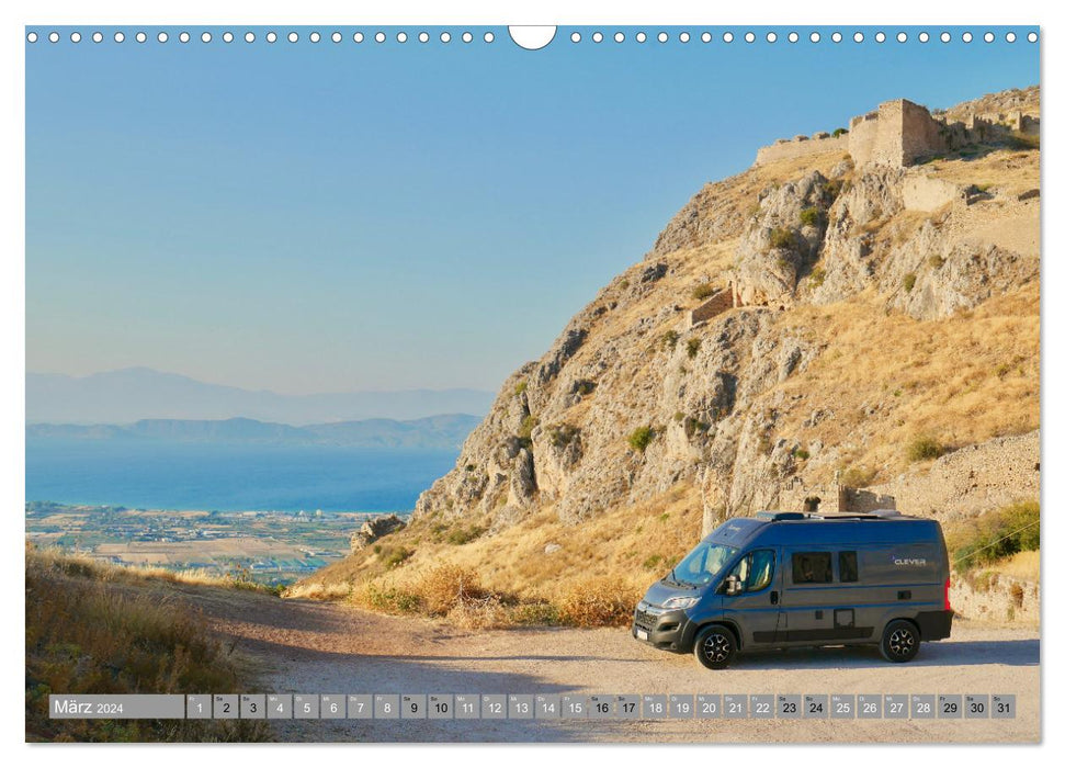 With the campervan through Greece (CALVENDO wall calendar 2024) 