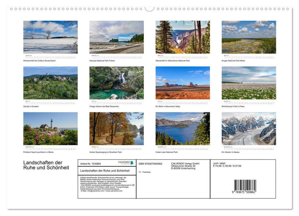Landschaften der Ruhe und Schönheit (CALVENDO Premium Wandkalender 2024)