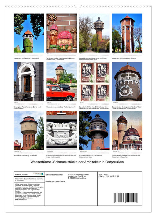 Wassertürme - Schmuckstücke der Architektur in Ostpreußen (CALVENDO Premium Wandkalender 2024)