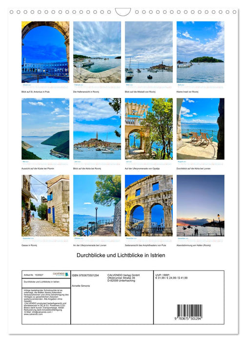 Durchblicke und Lichtblicke in Istrien (CALVENDO Wandkalender 2024)