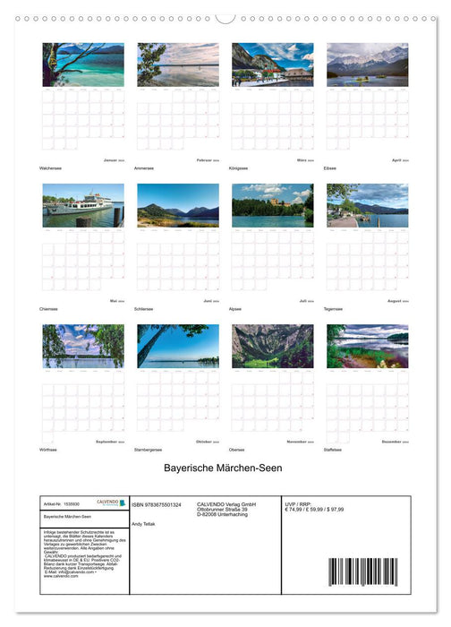 Bavarian Fairytale Lakes (CALVENDO Premium Wall Calendar 2024) 