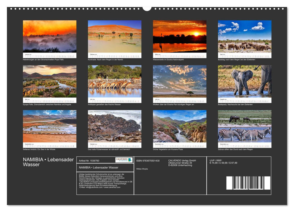 NAMIBIA • Lebensader Wasser (CALVENDO Premium Wandkalender 2024)