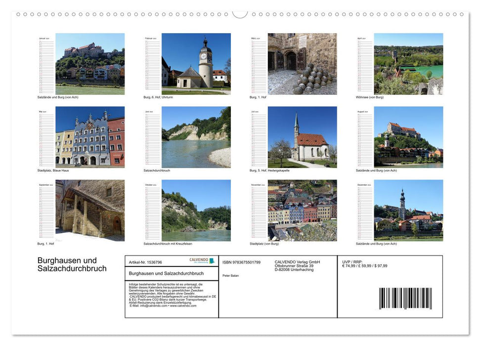 Burghausen und Salzachdurchbruch (CALVENDO Premium Wandkalender 2024)