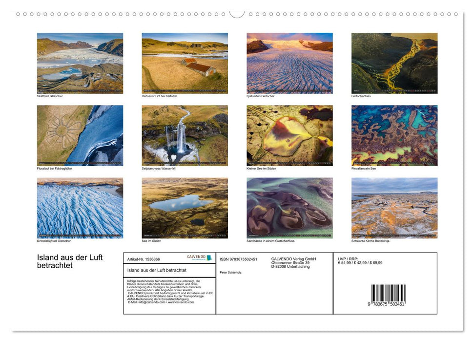 Island aus der Luft betrachtet (CALVENDO Wandkalender 2024)