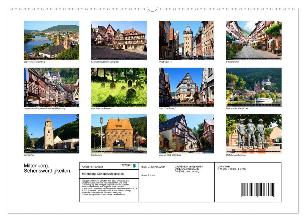 Miltenberg. Attractions touristiques. (Calendrier mural CALVENDO Premium 2024) 