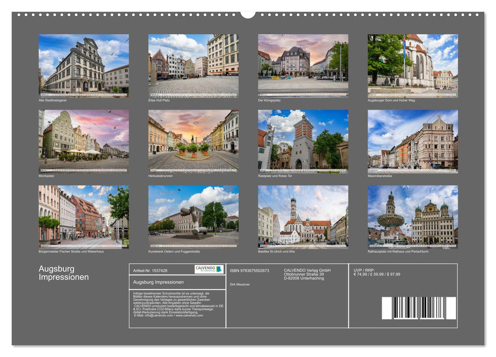 Augsburg Impressionen (CALVENDO Premium Wandkalender 2024)