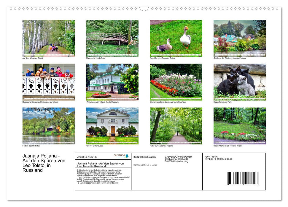 Yasnaya Polyana - In the footsteps of Leo Tolstoy in Russia (CALVENDO Premium Wall Calendar 2024) 