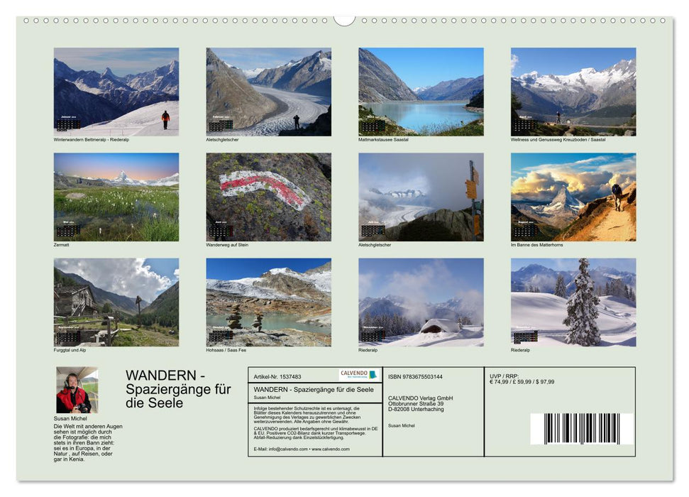 WANDERN - Spaziergänge für die Seele im Wallis / Schweiz (CALVENDO Premium Wandkalender 2024)