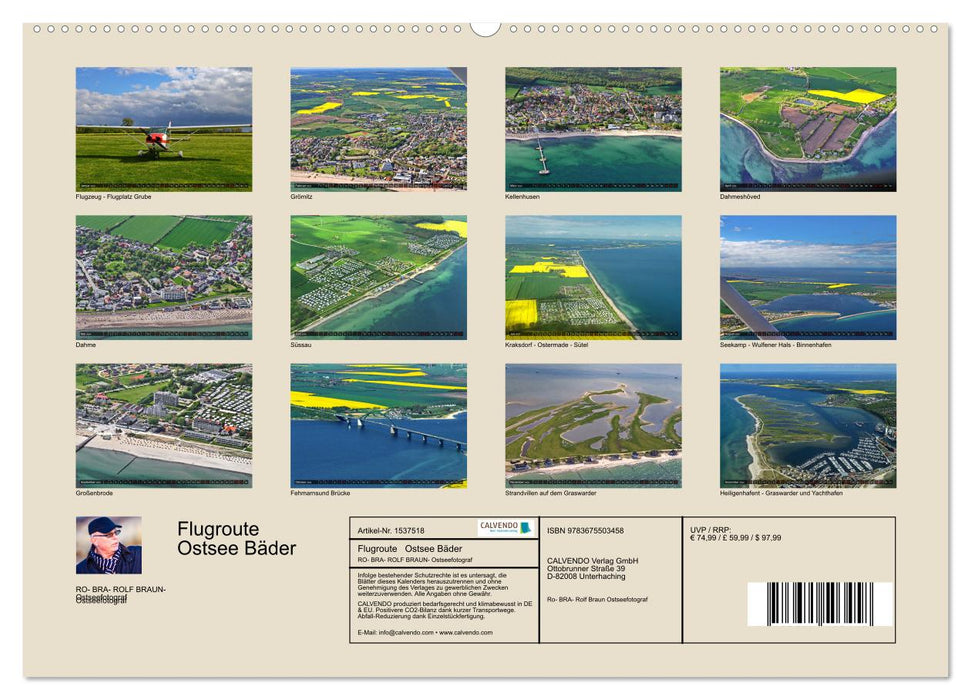 Flight route Baltic Sea baths (CALVENDO Premium Wall Calendar 2024) 