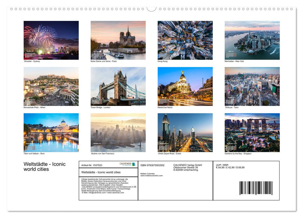 Weltstädte - Iconic world cities (CALVENDO Wandkalender 2024)