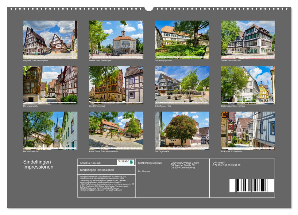 Sindelfingen Impressions (CALVENDO Premium Wall Calendar 2024) 