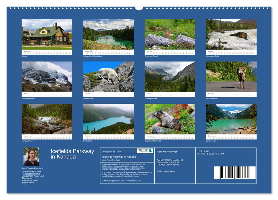 Icefields Parkway in Canada (CALVENDO Premium Wall Calendar 2024) 