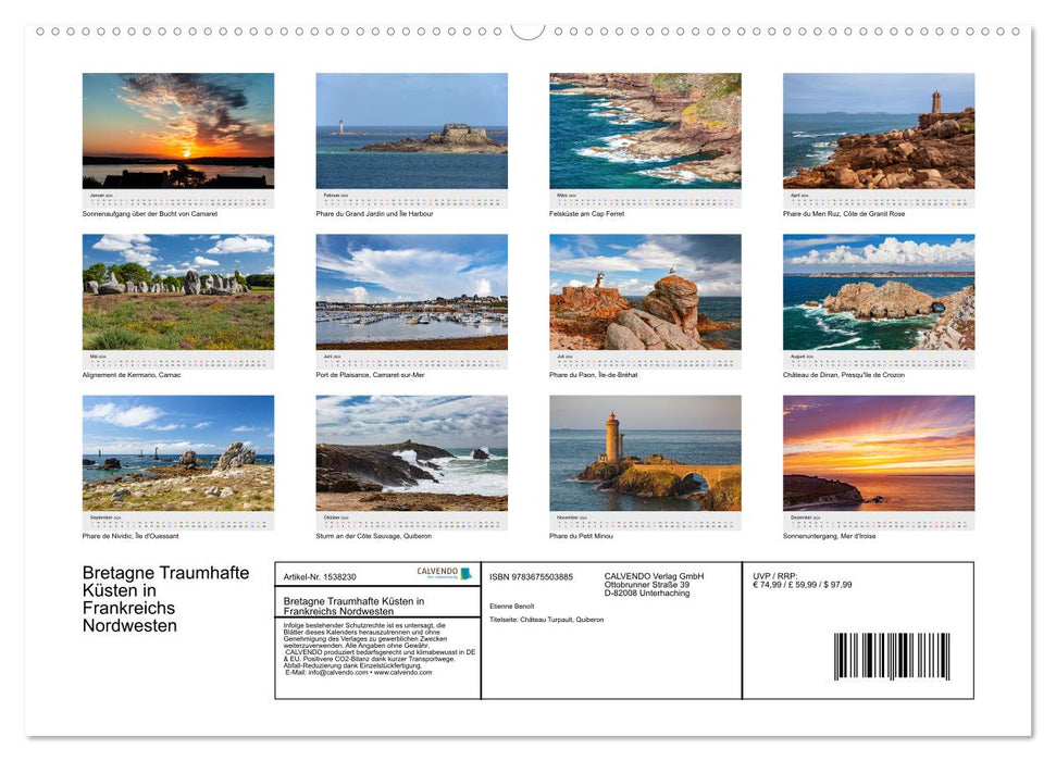 Brittany Fantastic coasts in France's northwest (CALVENDO Premium Wall Calendar 2024) 