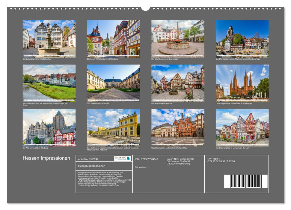 Hessen Impressionen (CALVENDO Premium Wandkalender 2024)